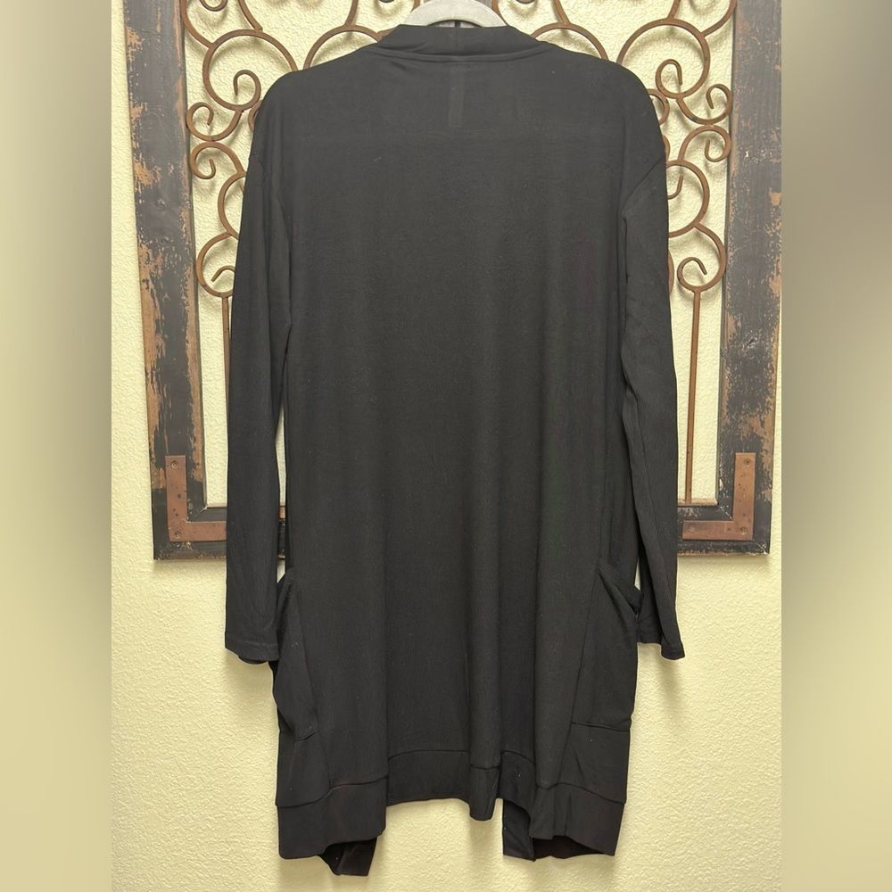 Tickled Teal Black Long Sleeve Open Cardigan View 3